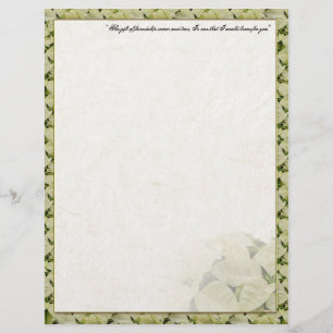 White Poinsettia Christmas Stationery