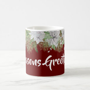 White Poinsettia Garland Holiday Coffee Mug