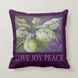 White Poinsettia Holiday Fine Art Pillow