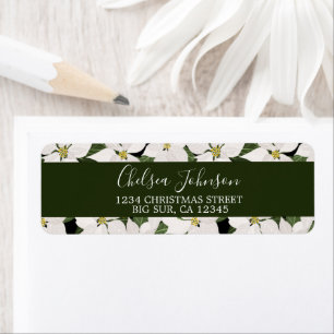 White Poinsettia Holiday Label