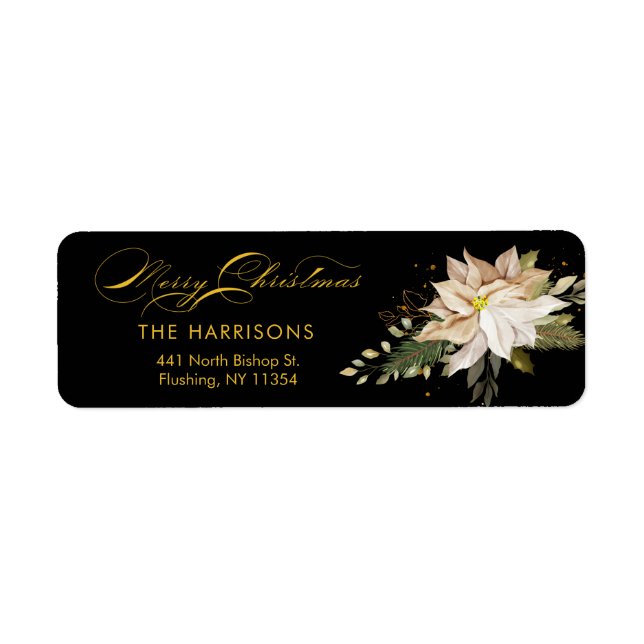 White Poinsettia & Merry Christmas Calligraphy (Front)