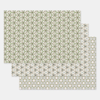 White Poinsettia Motif Wrapping Paper Sheet
