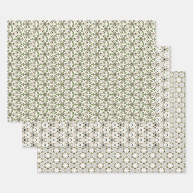 White Poinsettia Motif Wrapping Paper Sheet (Set)