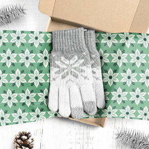 White Poinsettias on Green Christmas Tissue Paper