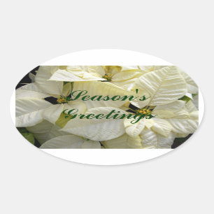 White Poinsettias Oval Sticker
