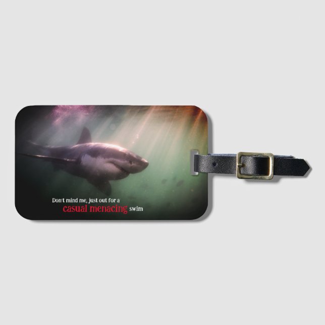 White pointer shark underwater luggage tag (Front Horizontal)