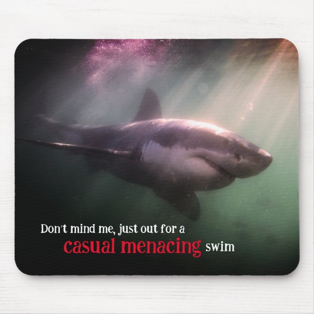 White pointer shark underwater mouse mat (Front)
