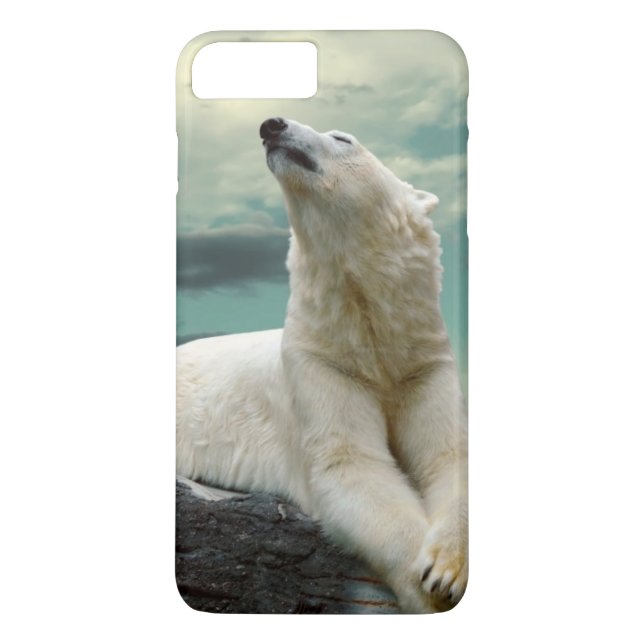 White Polar Bear Hunter on rock Case-Mate iPhone Case (Back)