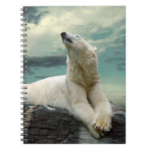 White Polar Bear Hunter on rock Notebook