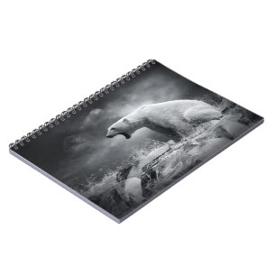 White Polar Bear Hunter on the Ice in water Notebook