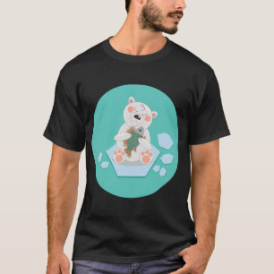 White Polar Bear on an ice floe with fish in paws T-Shirt