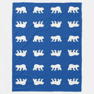 White Polar Bear Pattern Fleece Blanket