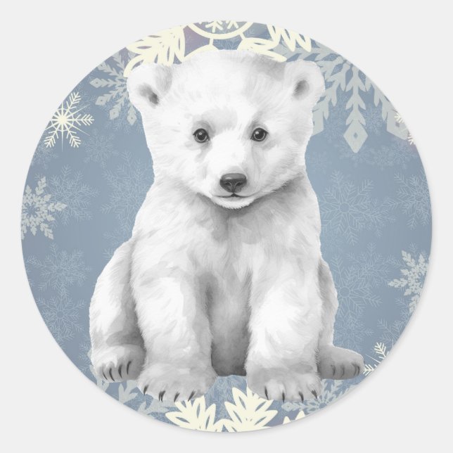 White Polar Bear Snowflake Stickers (Front)