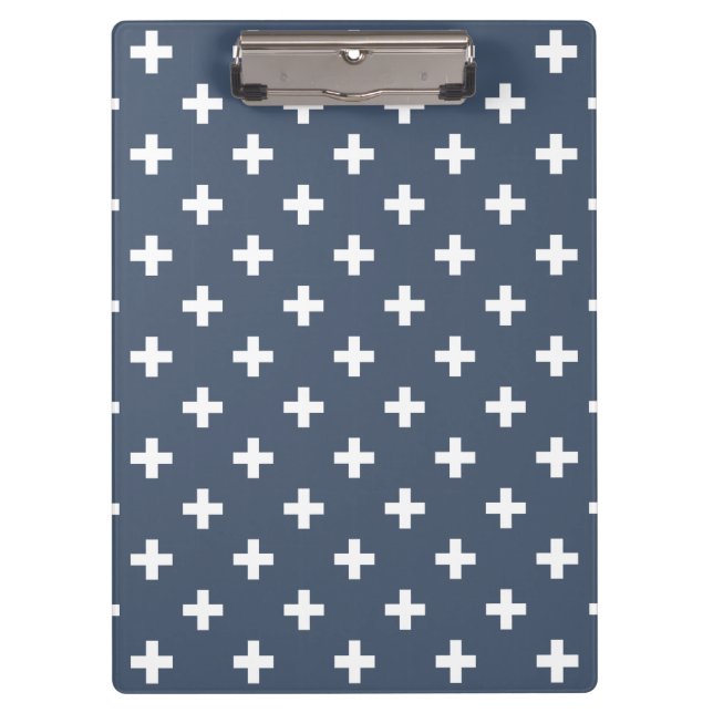 White polka crosses on blue-grey clipboard (Front)
