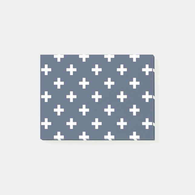 White polka crosses on blue-grey post-it notes (Front)
