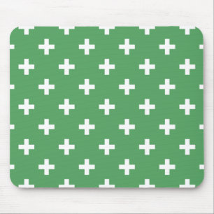 White polka crosses on green mouse mat