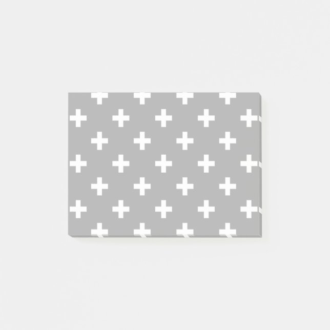 White polka crosses on grey post-it notes (Front)