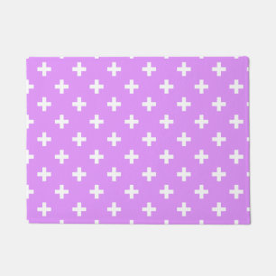 White polka crosses on lilac doormat