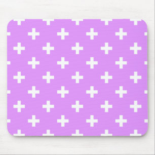White polka crosses on lilac mouse mat