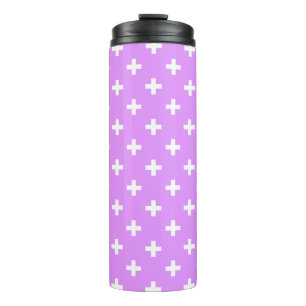 White polka crosses on lilac thermal tumbler