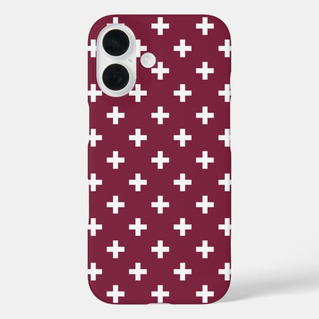White polka crosses on mulberry Case-Mate iPhone case (Back)