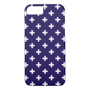 White polka crosses on navy blue iPhone 8/7 case