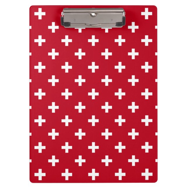 White polka crosses on red clipboard (Front)