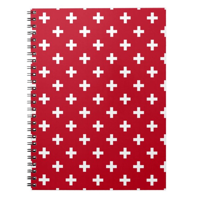 White polka crosses on red notebook (Front)