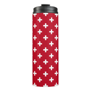 White polka crosses on red thermal tumbler