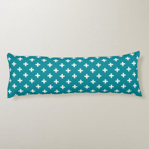 White polka crosses on teal body cushion