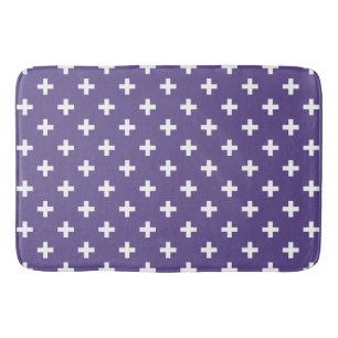 White polka crosses on ultra violet bath mat