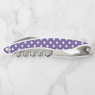 White polka crosses on ultra violet corkscrew