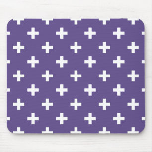 White polka crosses on ultra violet mouse mat