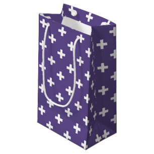 White polka crosses on ultra violet small gift bag