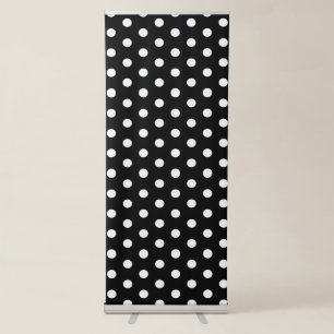 White Polka Dot Black Vertical Retractable Banner