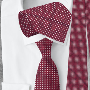 White Polka Dot Burgundy Red NeckTie