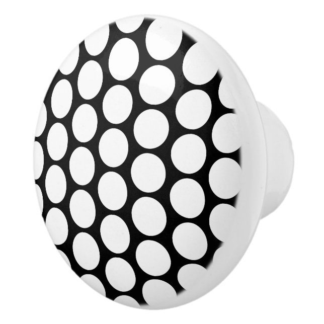 White Polka Dot Design Ceramic Knob (Right)