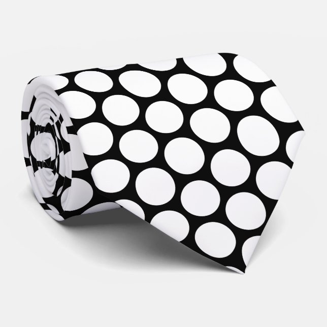 White Polka Dot Design Tie (Rolled)