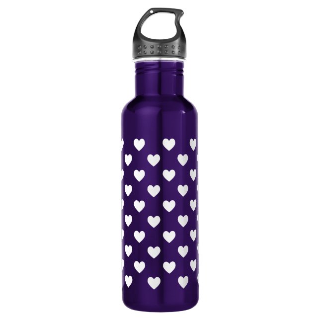 White Polka Dot Hearts 710 Ml Water Bottle (Front)