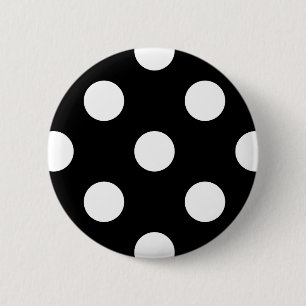 White Polka Dot on Black Pattern 6 Cm Round Badge