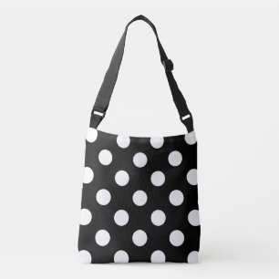 White Polka Dot on Black Pattern Crossbody Bag