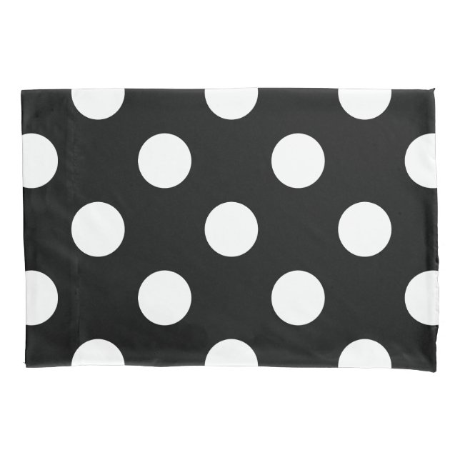 White Polka Dot on Black Pattern Pillowcase (Front)