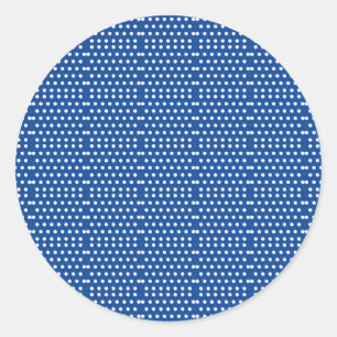 White Polka Dot on Blue Background     Classic Round Sticker