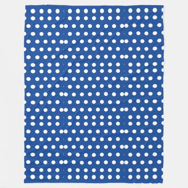 White Polka Dot on Blue Background   Fleece Blanket (Front)