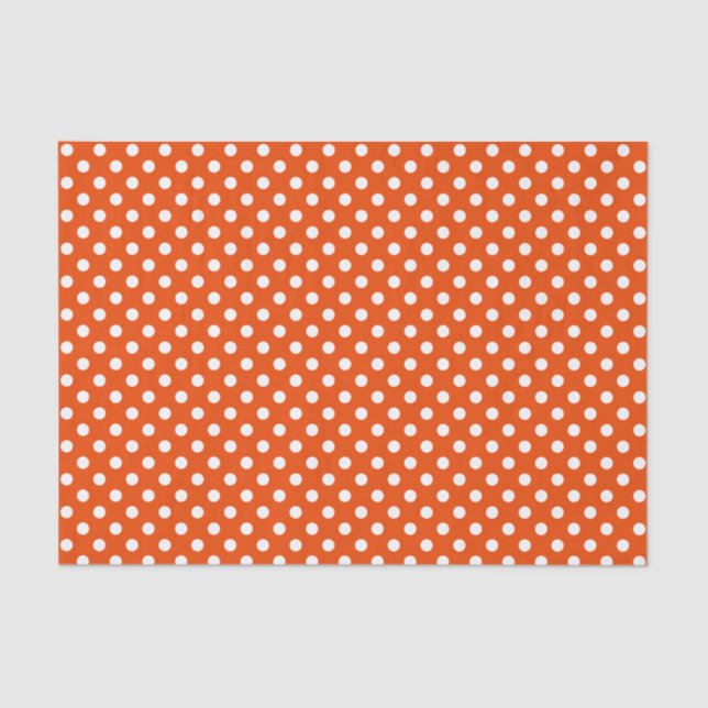 White Polka Dot on Bright Orange Tissue Paper (Front)