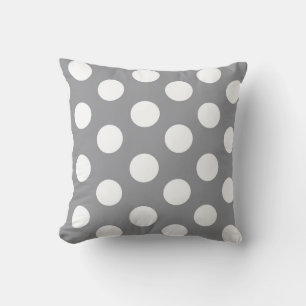 White Polka Dot on Grey Throw Pillow Room Accent