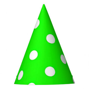 White Polka Dot on Neon Green Party Hat