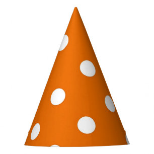 White Polka Dot on Orange Party Hat