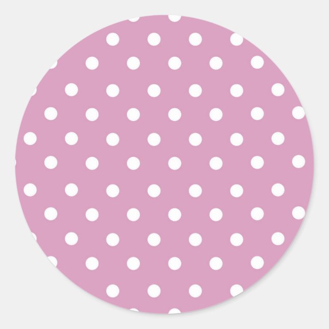 white polka dot on pink background classic round sticker (Front)