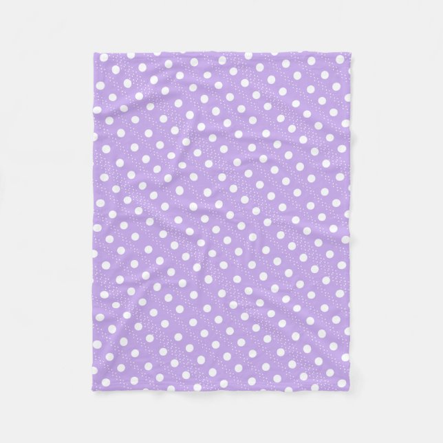 White Polka dot on Purple Fleece Blanket (Front)